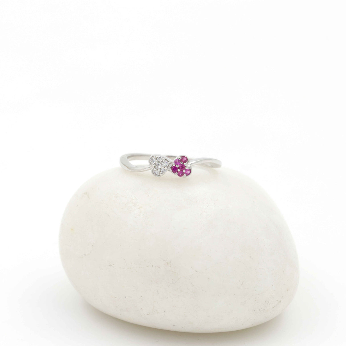 Gemstone Heart Duo Ring