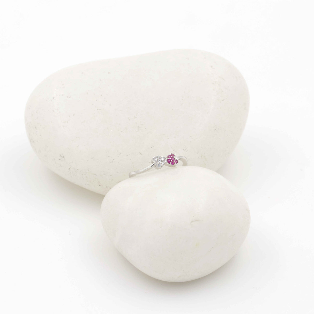 Gemstone Heart Duo Ring