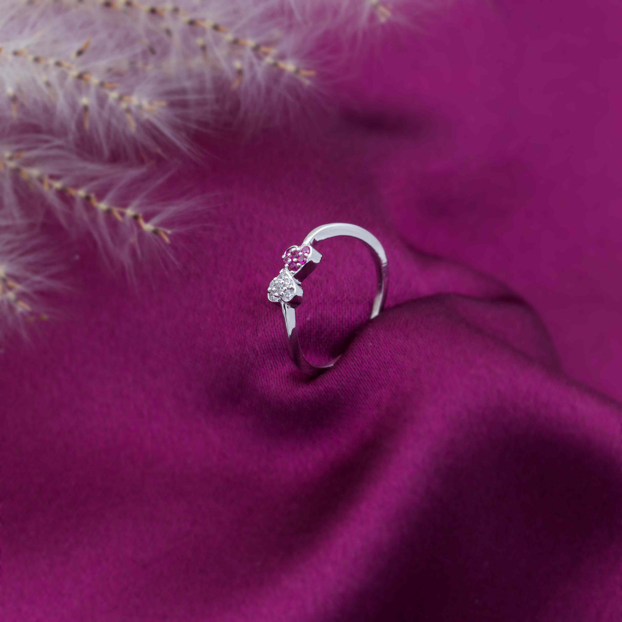 Gemstone Heart Duo Ring