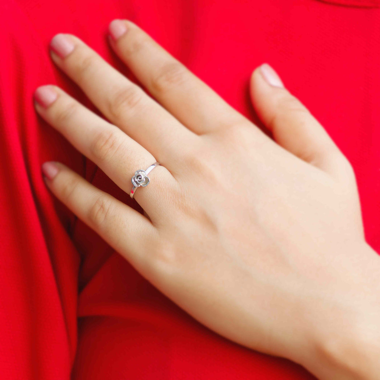 Silver Tiny Rose Bloom Ring