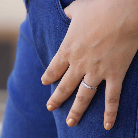 Elegant Zircon Silver Band Ring