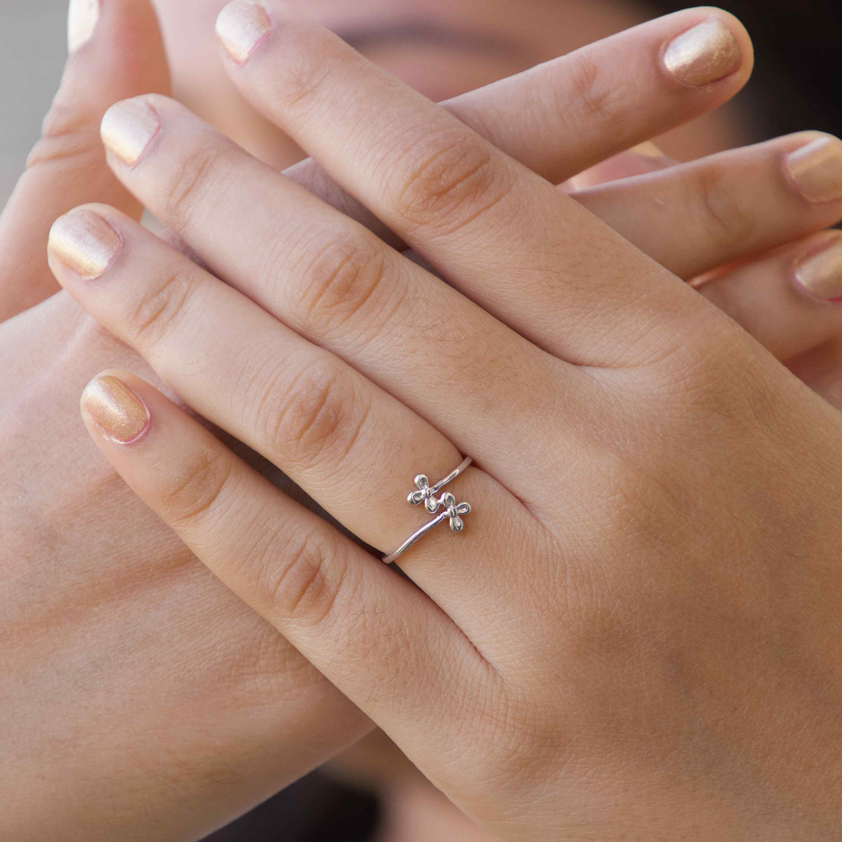 Twin Blossom Sadaphuli Adjustable Ring