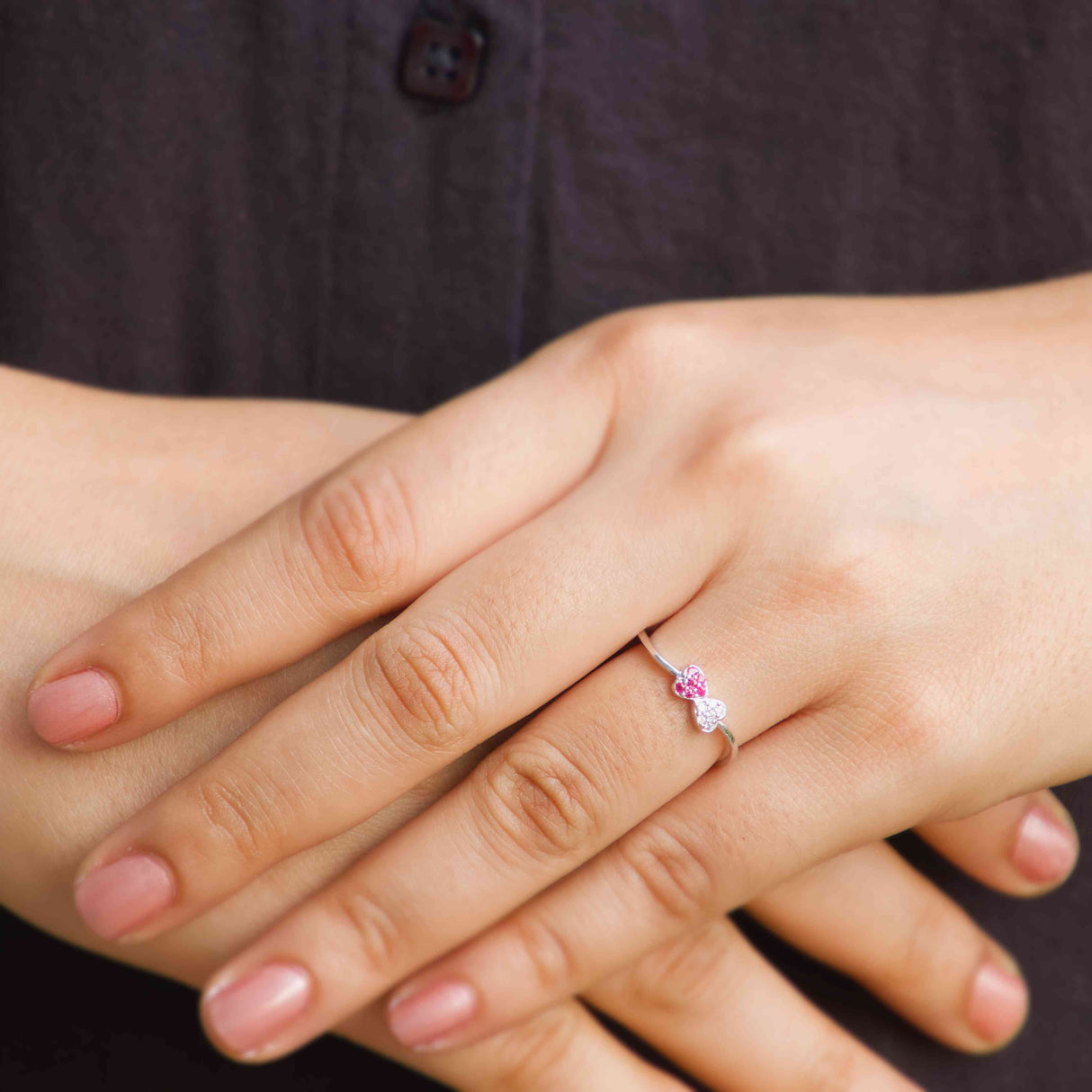 Gemstone Heart Duo Ring