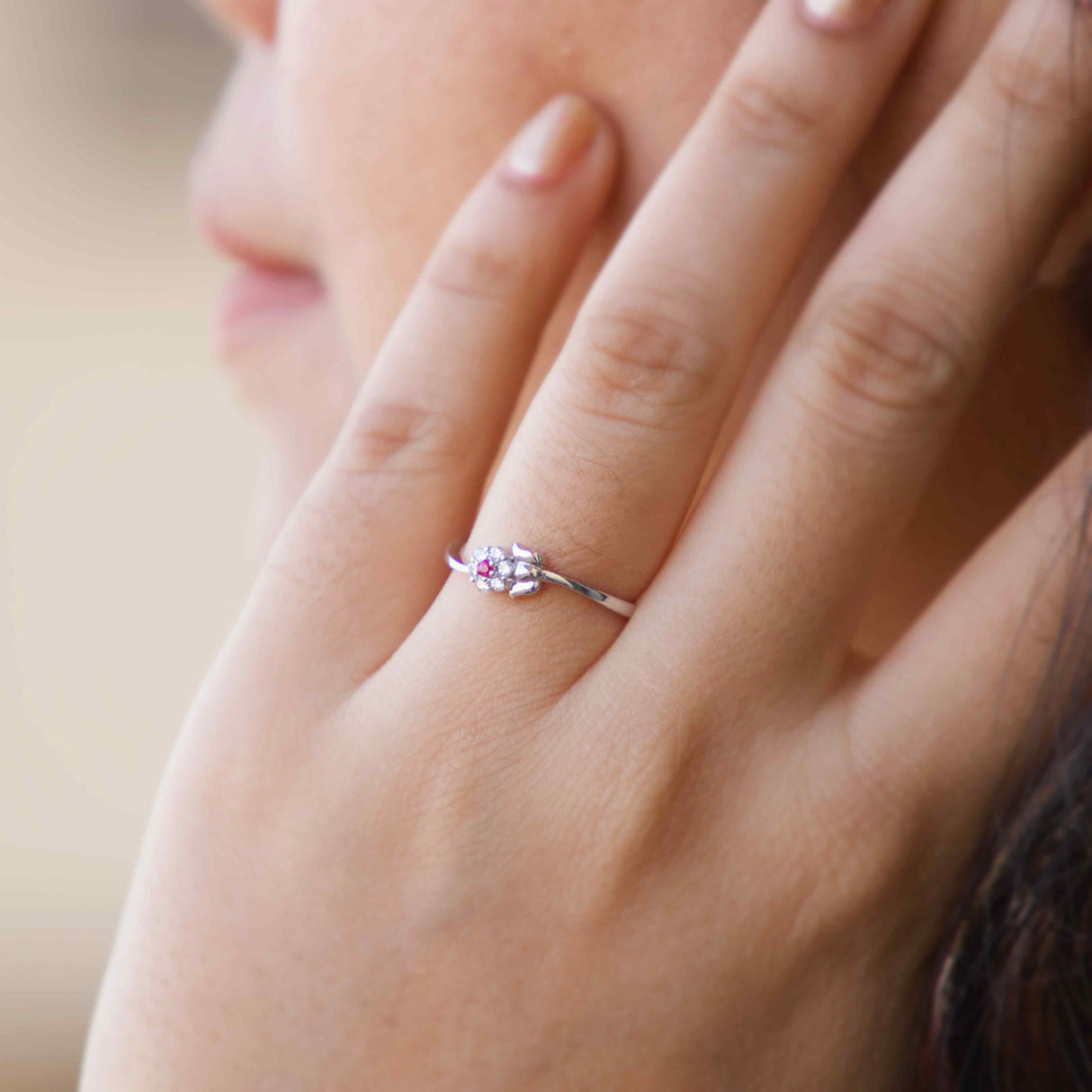 Silver Floral Leaflet Ring