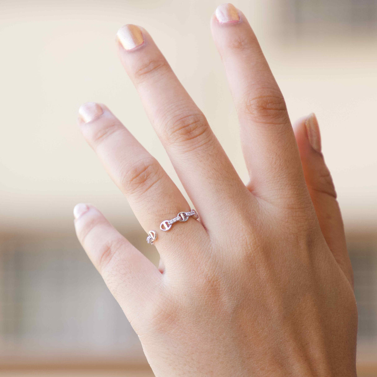 Silver Linked Sparkle Ring