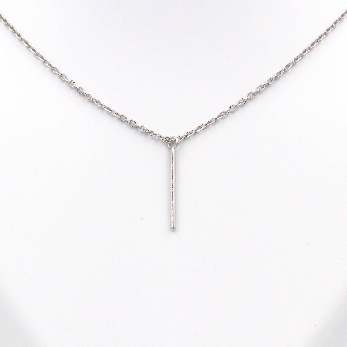 Silver Stick Pendant with Link Chain