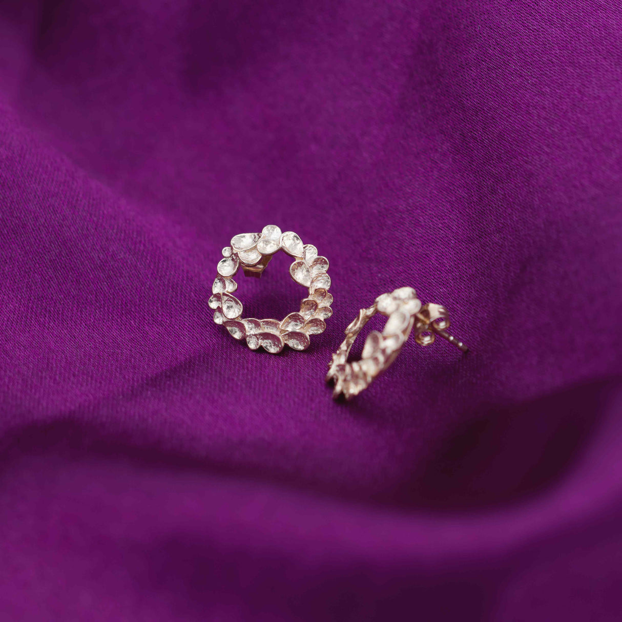 Lush Halo Round Rose Gold Earrings