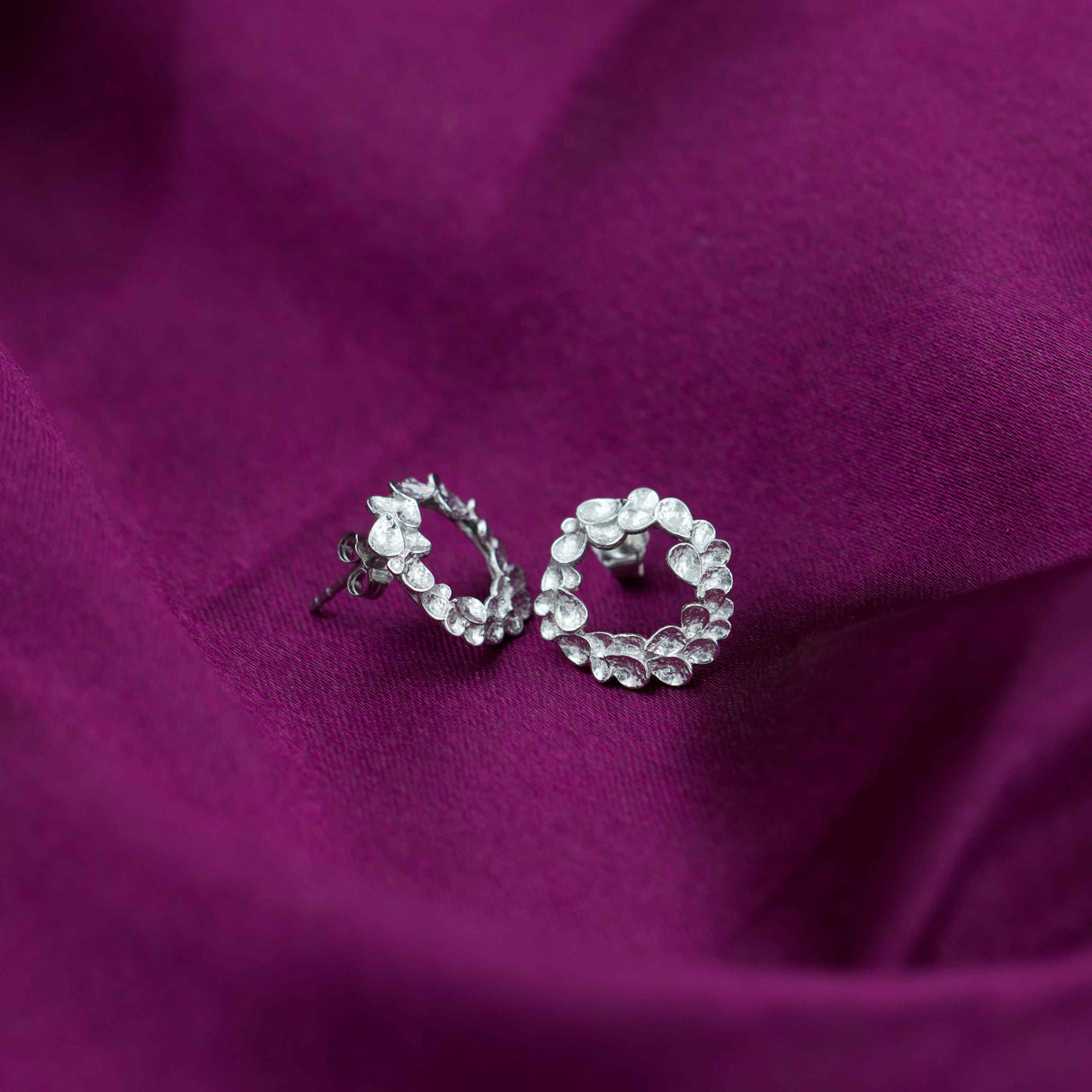 Lush Halo Round Silver Earrings