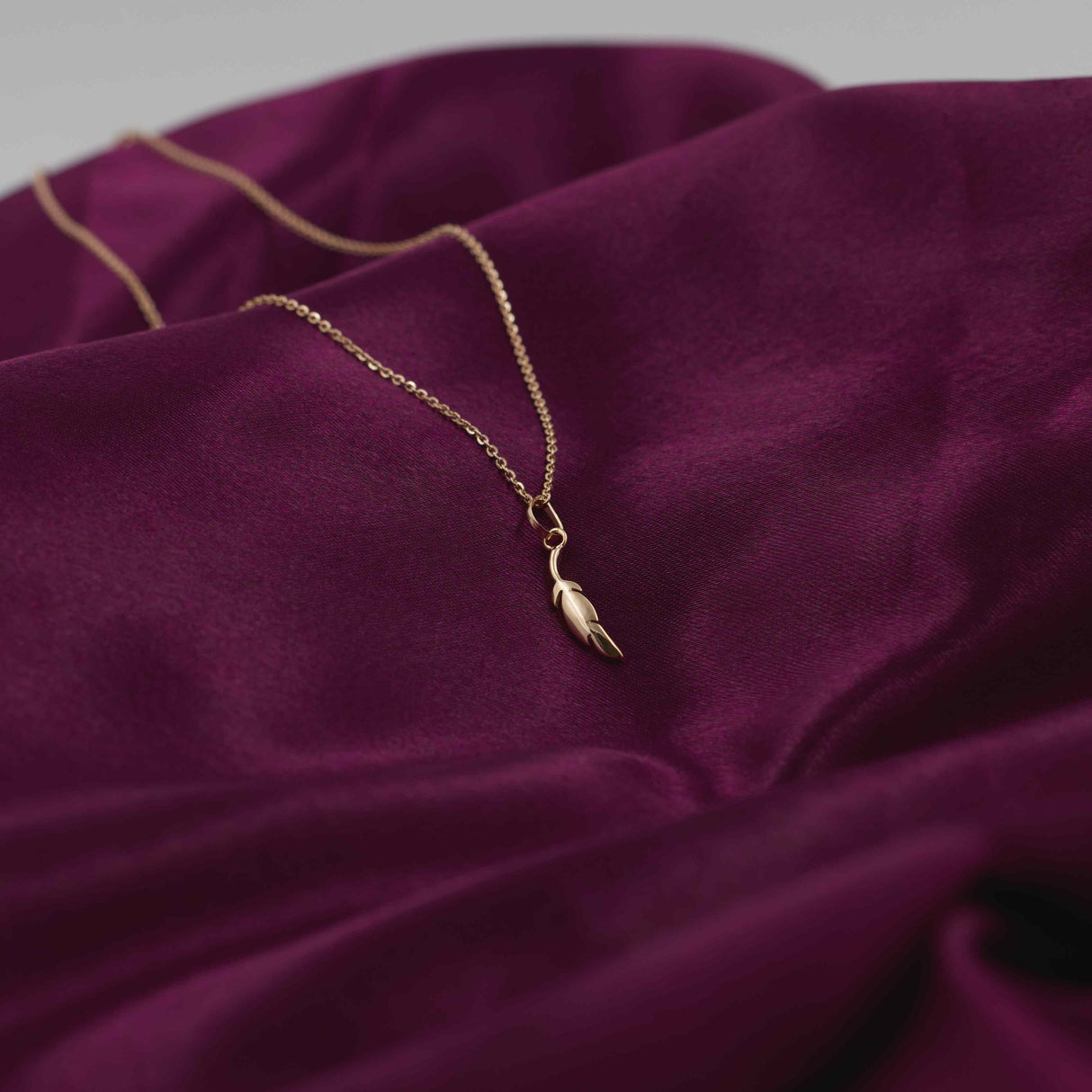 Rose Gold German Leaf Charm With Chain