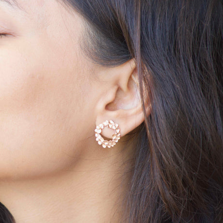 Lush Halo Round Rose Gold Earrings