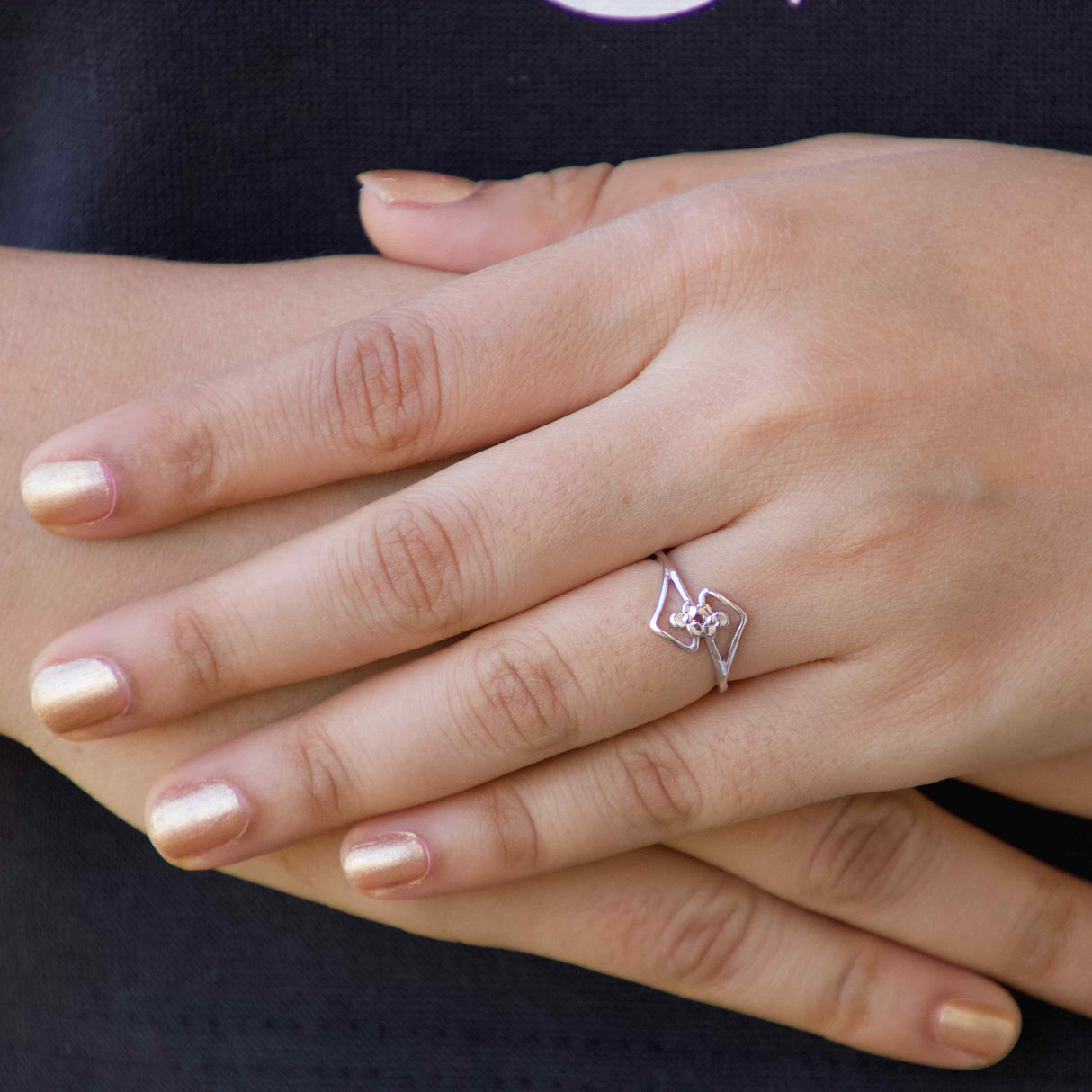 Silver Twofold Flower Ring