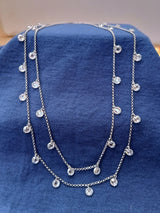 Two Layer Silver Chain with Hexagonal Crystal