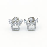 Silver Zircon Crown Earrings