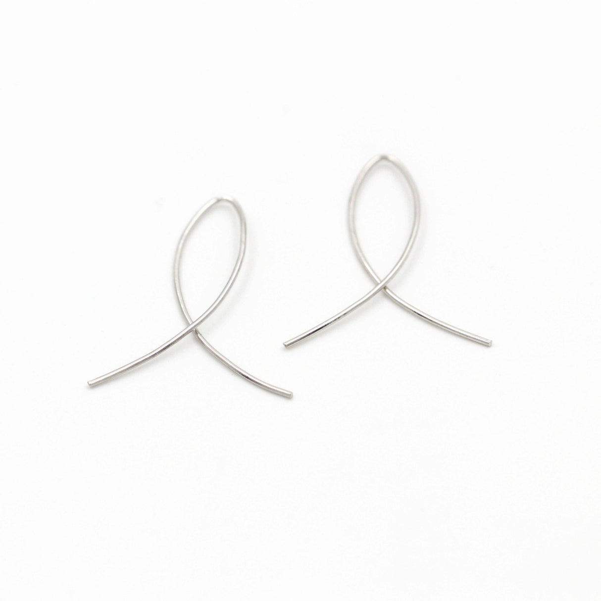 Stunning Silver Curved Bar Earrings