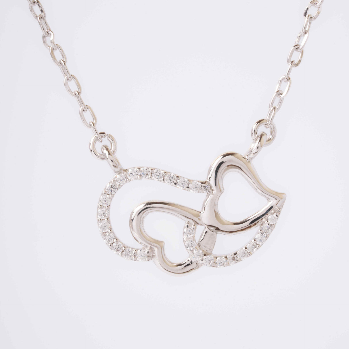 Silver Heart-to-Heart Glimmer Necklace