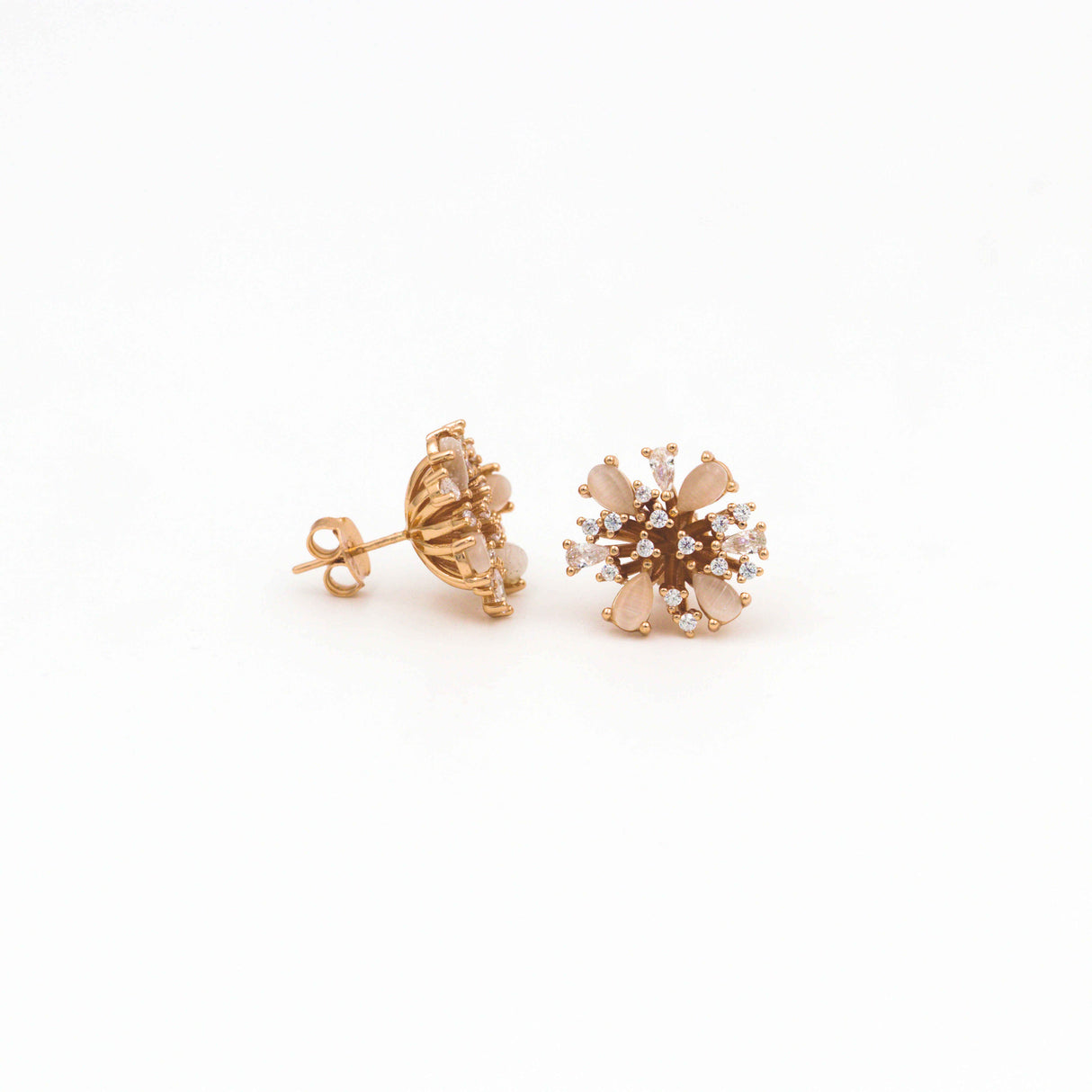 Charming Hibiscus Floral Rose Gold Earrings