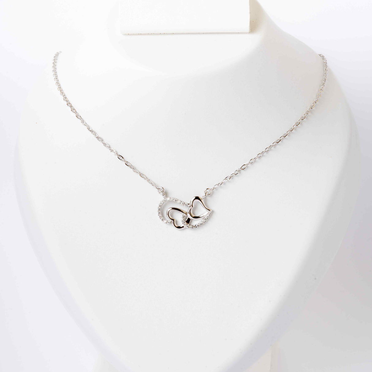 Silver Heart-to-Heart Glimmer Necklace