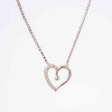 Silver Heartline Sparkle Pendant With Box Chain