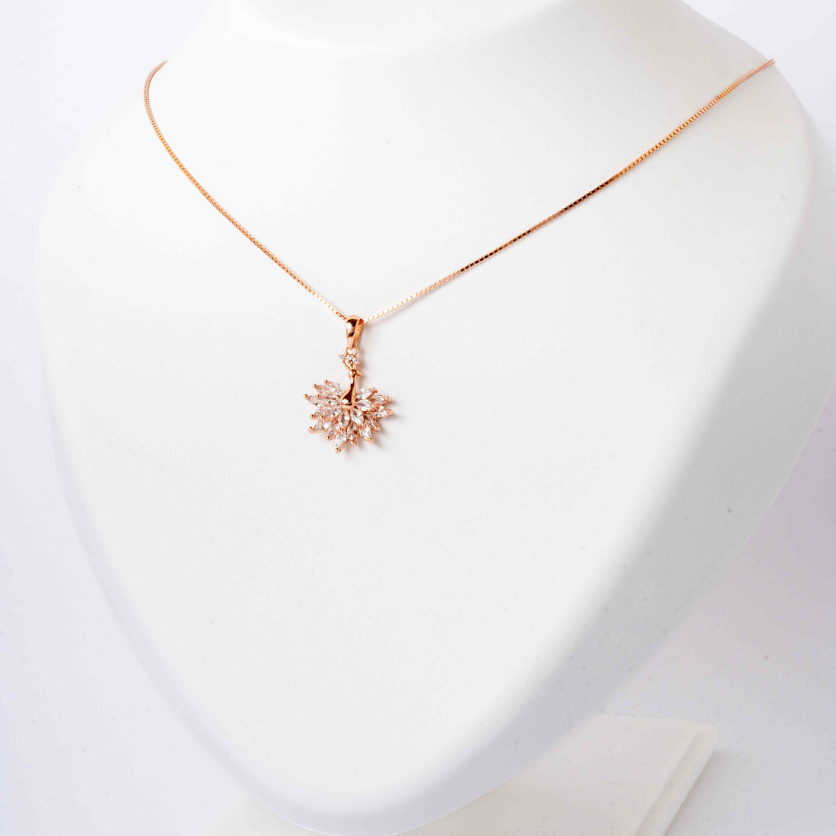 Peacock Elegance Rose Gold Pendant