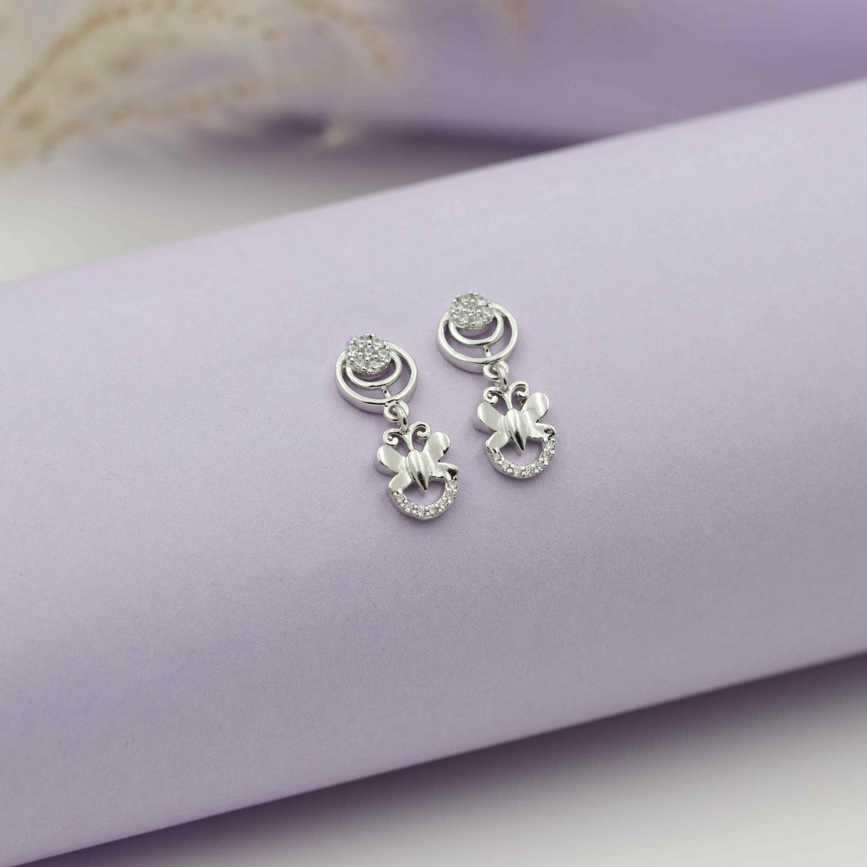 Silver Twinkling Butterfly Earrings