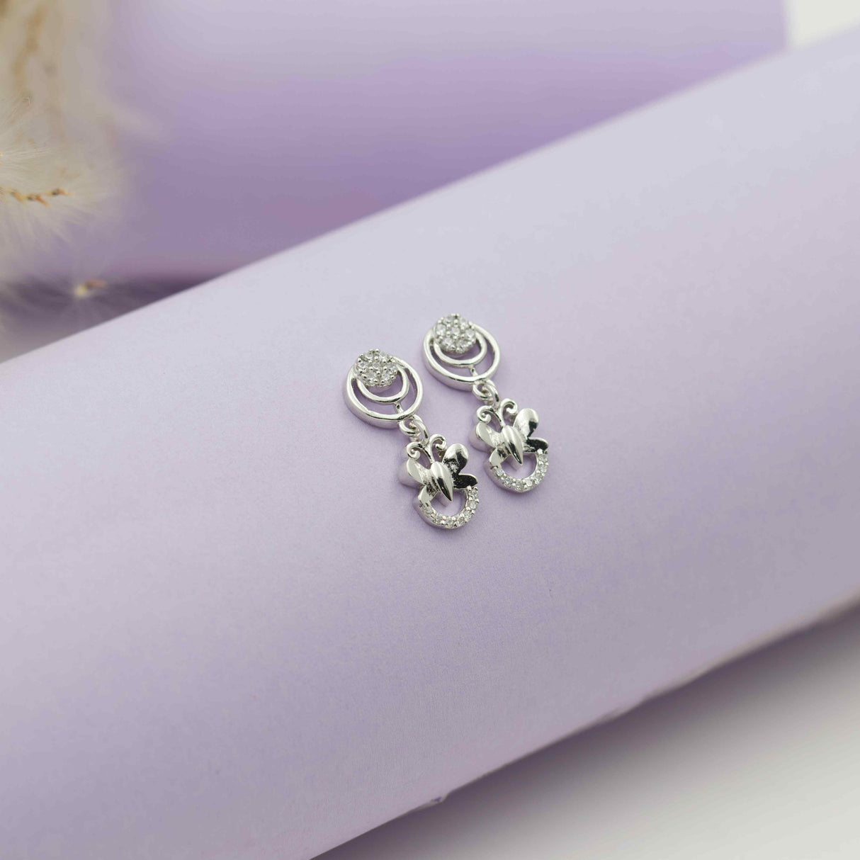 Silver Twinkling Butterfly Earrings